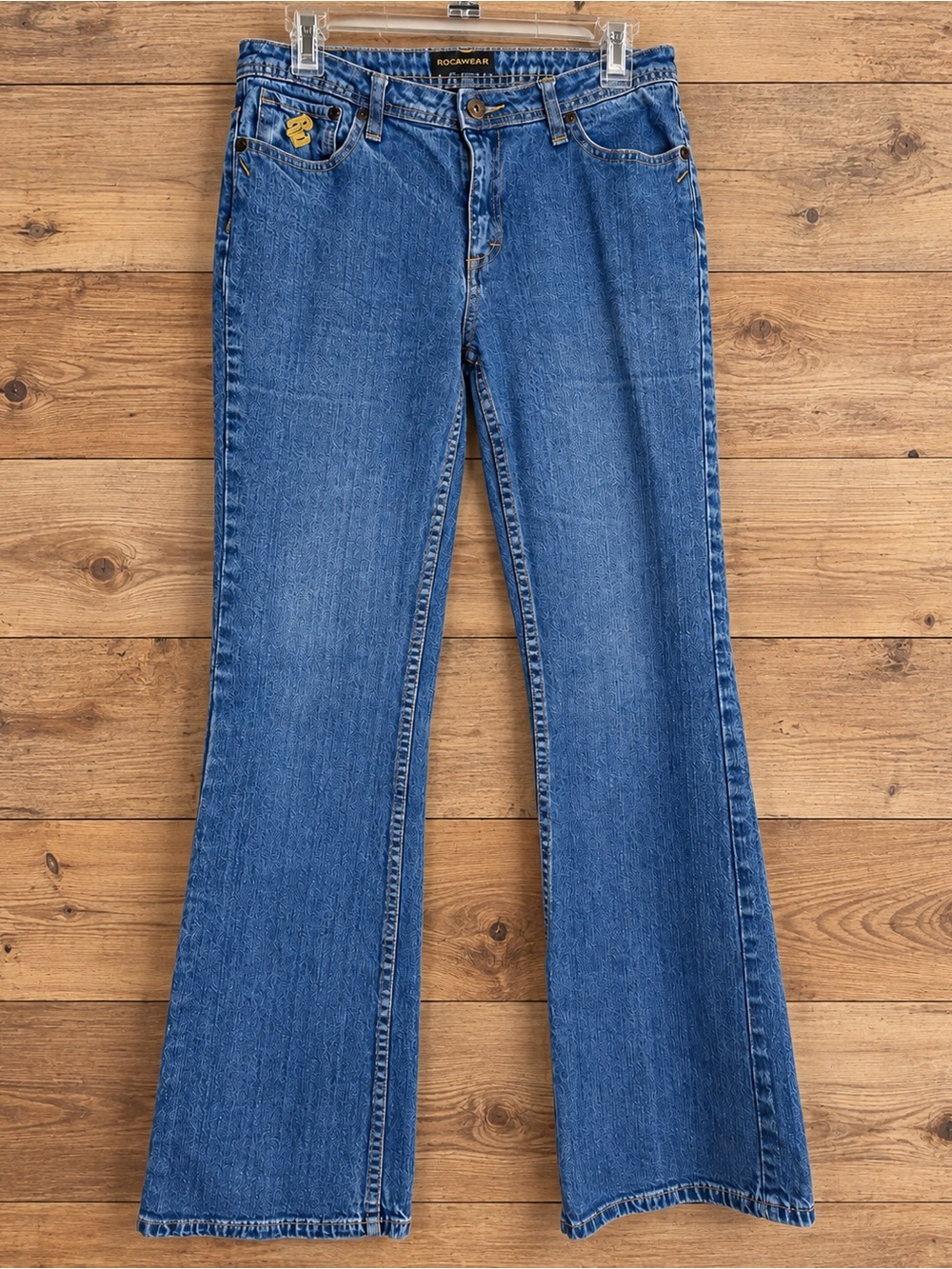 Rocawear Y2K Bootcut Jeans Medium Wash Embroidered Logo Size 11